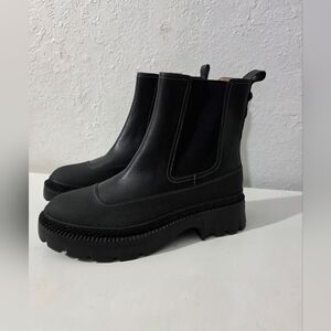 Coach Jayla Black Leather Chelsea Pull On Ankle Boots Women's Size 10
